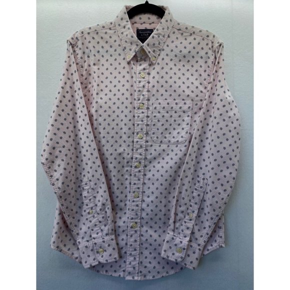 ABERCROMBIE FITCH Long Sleeve Mens‎ Paisley Pink Button Up Shirt Small - Picture 1 of 8